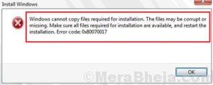 Fix Windows Error Code 0x80070017 during Installation Update or System Restore