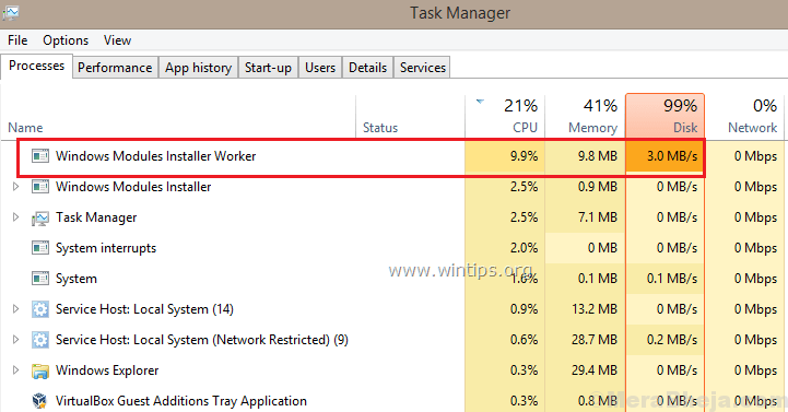 Fix High CPU Usage By TiWorker.exe in Windows 10