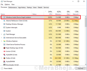 High CPU usage due to Windows Audio Device Graph Isolation