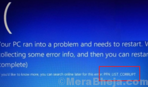 PFN LIST CORRUPT error on Windows 10