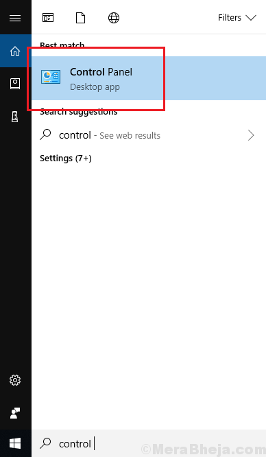 Search For Control Panelin The Windows Search Bar
