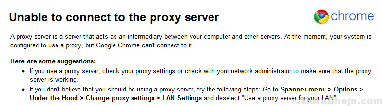 Unable to connect to proxy