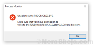 Unable to write PROCMON23.SYS