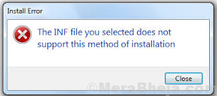 advanced inf installer error