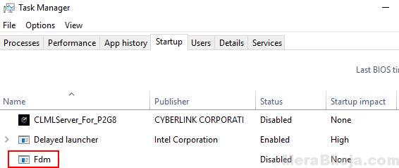 Startup Tab Windows 10