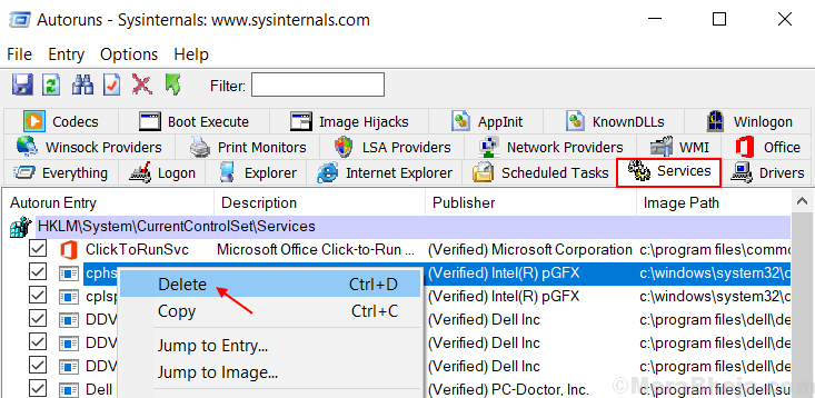 Service Delete Autorun