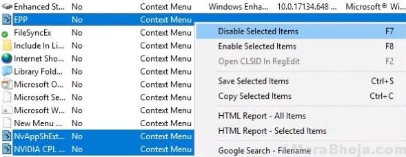 Context Menu Disable Selected Items Min