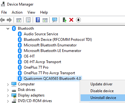 accidentally removed bluetooth device windows 10