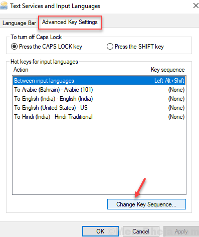 Change Key Sequence Min