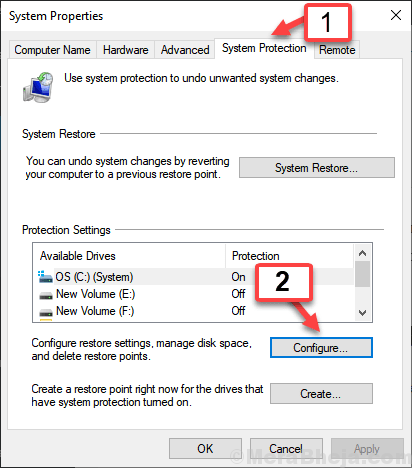 Configure System Protection Min