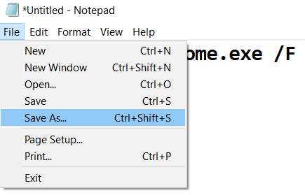 File Save As Notepad