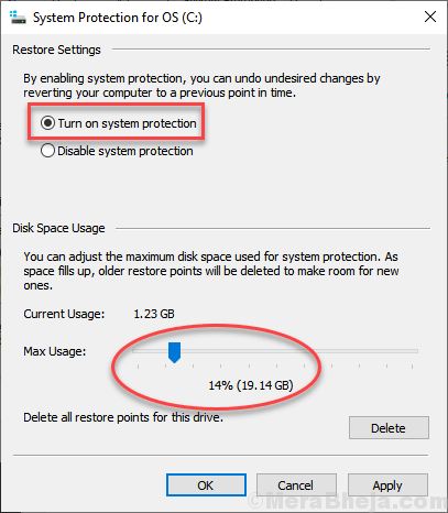 Max Usage System Protection Slider Min