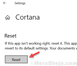 reset cortana in settings