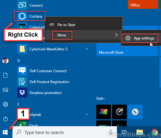 Cortana More Settings