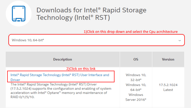 Служба intel rst не работает