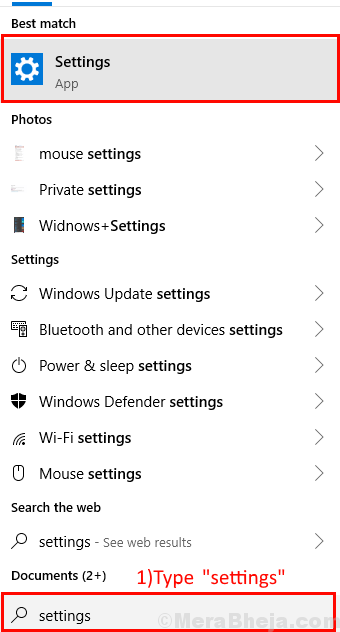 Settings Start