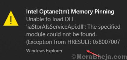 Intel Optane Memory Pinning Error