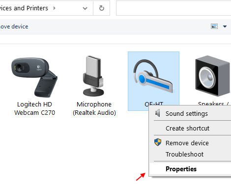 Properties Bluetooth Device Min