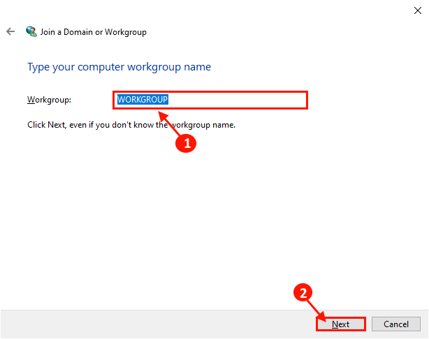 Voer de naam van de werkgroep in