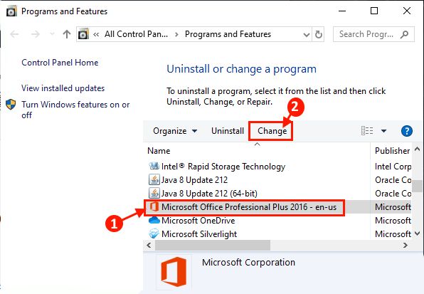 Change Ms Office