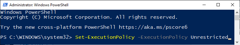 Powershell Unrestriced Scripts