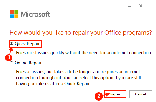 Repair Ms Office Installation