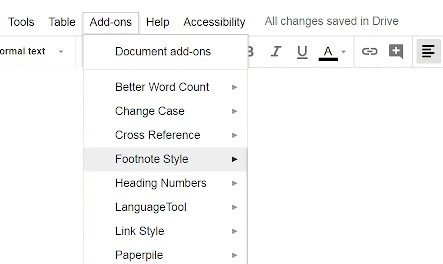 Footnote Google Docs Add On