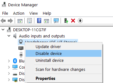 Disable Device Min