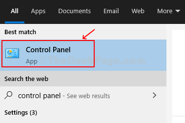 Click Start, Type Control Panel In Search Box, Hit Enter