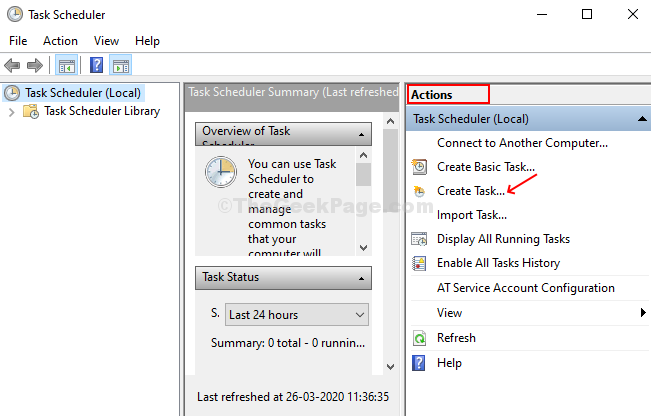Click On Create Task Placed Under Actions On The Extreme Right