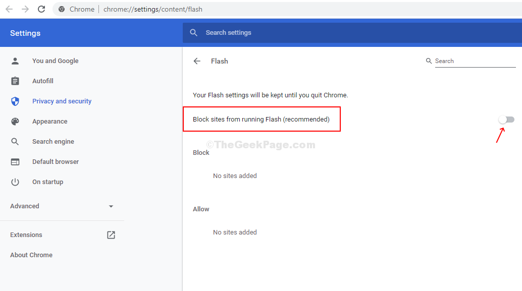 enabling adobe flash player on chrome