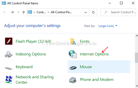 In The Control Panel Window, Click On Internet Options