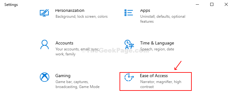 In The Settings Pane Click On Ease Of Access