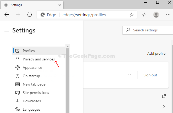 In The Settings Window, Click On The Three Horizontal Lines On The Upper Left And Click On Privacy And Services