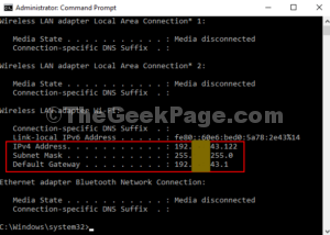 It displays the IPv4 address under the active connection 6