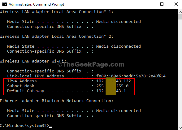 It Displays The Ipv4 Address Under The Active Connection