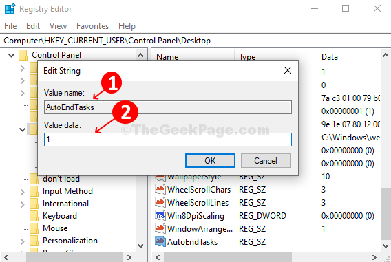Name The Value Autoendtasks, Change The Value To 1