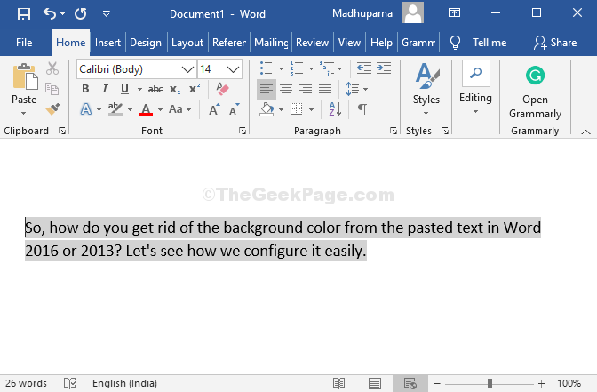 Pasted Text In Word 2016 Or 2013 With Background Color