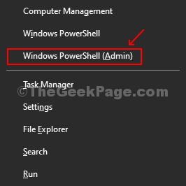Нажмите клавишу Win + X вместе, чтобы открыть контекстное меню с помощью Windows Powershell (администратор)