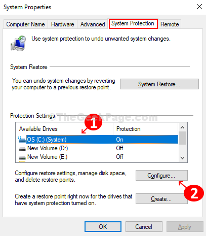  Sous L'Onglet Protection, Sélectionnez Le Lecteur Souhaité Et Cliquez Sur Le Bouton Configurer 