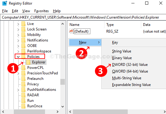 Under Current Vesion, Find Policies, Expand And Click On Explorer, Roght Click On Right Side, Click New, Then Click On Dword (32 Bit) Value