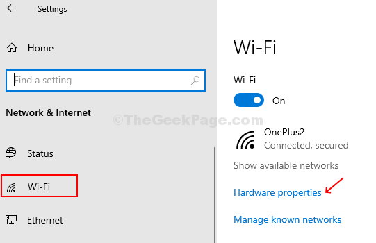 Under Network & Security, Click On Wi Fi And Then Click On Hardware Properties