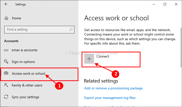 Доступ к работе или школе Connect