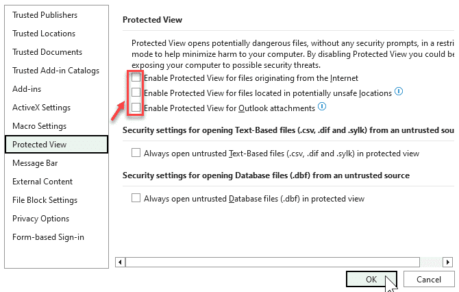Disable Protected View Min