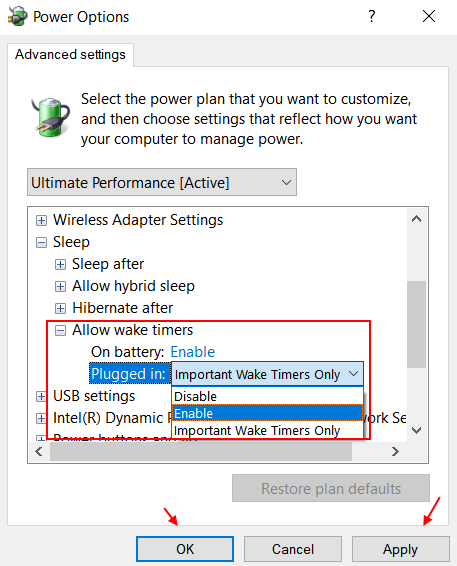 Enable Wake Timers
