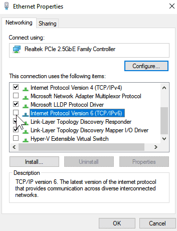 An unexpected error occurred in Network Connection Properties Fix
