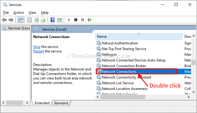 Network Connections Double Click