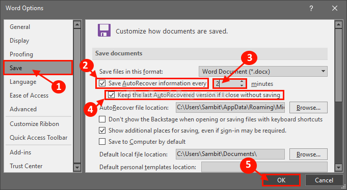 how to enable autosave in powerpoint