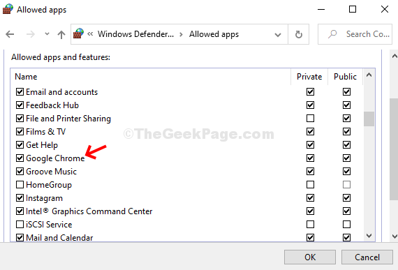 google chrome win 10 check my firewall settings