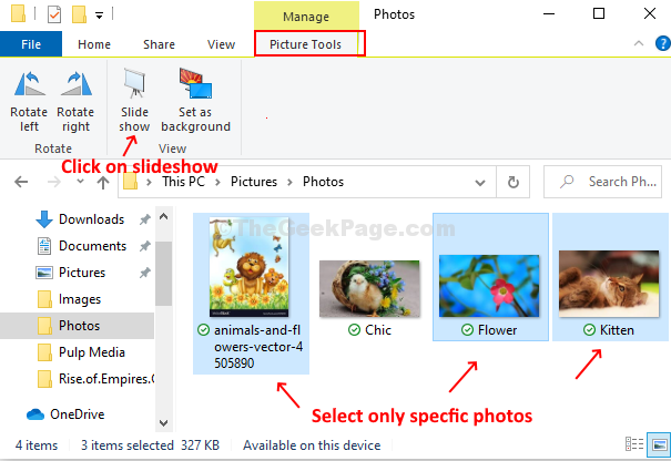 Ctrl + Click Select Specfic Photos Picture Tools Slideshow